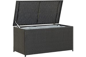 vidaXL Baule da Giardino Robusto Elegante Leggero Box Portaoggetti Contenitore Cassapanca in Polyrattan Telaio in Acciaio 116x60x60 cm Nero