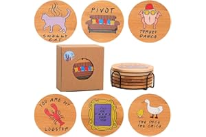 PULUOLE Friends TV Show Merchandise - Friends Sottobicchieri in Bambù, 6 Friends Gadget, Friends Sottobicchieri per Bevande, Regalo Friends Serie TV, Regali Housewarming