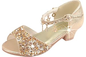 New front Chaussure Princesse Fille Sandales Talons Fille avec Paillettes Chaussures de Danse Noël Halloween Chaussure à Talons Hauts Enfants Anniversaire Déguisement