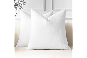 JOTOM Set of 2 Cushion Covers 50x50 cm Linen White Decorative Throw Pillow Covers 20x20 Inch Square Cushion Case Home Decor Pillowcases for Couch Sofa Living Room Bed (White)