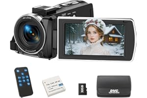 FIREFOTO Videokamera 4K 64MP Camcorder für YouTube, Video Kamera 18X Digitalzoom 3,0" 270° IPS Bildschirm, Vlogging Kamera mit 32GB SD-Karte, Batterie, Fernbedienung