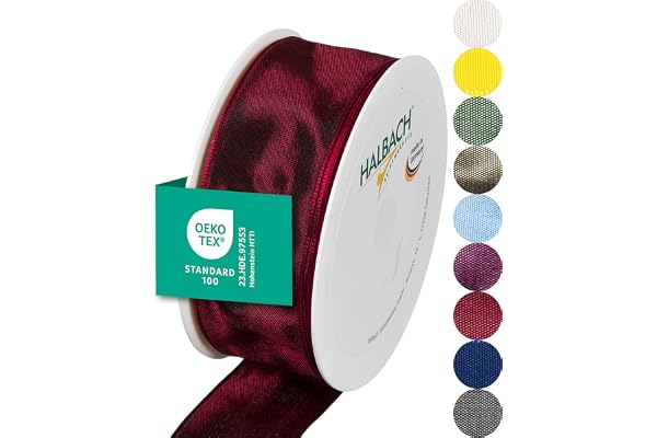 Halbach sidenband premium presentband med trådkant | bredd 40 mm längd 25 m