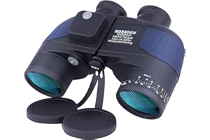 NEYLANG 10X50 Prismáticos Marinos para Adultos Impermeable con Brújula Brújula BAK4 a Prueba de Niebla Prism Lens Binoculares Militar para Navegación Navegación Observación de Aves y Caza (LP02L)