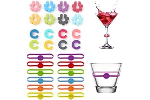 Torytoe Glasmarker Silicon, 28 Stück Glaskennzeichnung Wiederverwendbarer Glasmarkierer Silicon Glas Marker Gläser Markierung Party Weinglas Marker für Weinglas, Champagnerglas, Cocktailglas