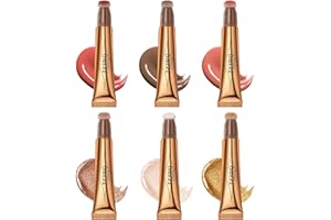 PW TOOLS 6PCS Cream Bronzer Contour Beauty Wand Blush Stick, Liquid Highlighter Contour Stick Blush Highlighter Pen Make Up, Natural Super Silky Cream Contour Stick Beauty Light Wand