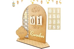 SOETDERT Ramadan Kalender, Eid Mubarak Kalender, DIY Holz Ramadan Deko Countdown Kalender, Eid Mubarak Adventskalender Kinder, Ramadan Dekoration Ornament Gebet, Ramadan Geschenke Zuhause (E)