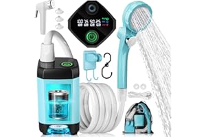 AUTOPkio Portable Camping Shower, Upgraded Outdoor Shower with 4500mAh Rechargeable Battery Pump IPX7 Waterproof for Camp, Hiking, Car Washing, Pet Bath
