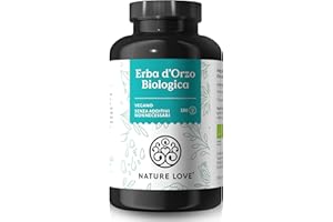 NATURE LOVE® Erba d'Orzo Biologica - 1500 mg per dose giornaliera - Da coltivazioni tedesche - 180 capsule - Ad alto dosaggio, testata in laboratorio, biologica certificata, prodotta in Germania