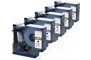 Unistar Compatible Cinta Dymo D1 12mm x 7m 45013 A45013 S0720530, Recambios Dymo D1 Labelmanager 160 Cinta para DYMO LabelManager 160 210D 260P 280 LabelPoint 150, 5-Pack Negro en Blanco