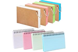 TAOBOSEC Flash Card Cartoncini, 400 Pezzi Libro di Note 8 libri Carta Indice dei Messaggi 12,5 x 7,5 cm con Anelli Rilegatura Portatile per Scuola Apprendimento Memoria (Blu, Rosa, Verde, Bianco)