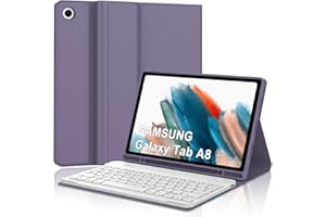 IVEOPPE Teclado para Samsung Tab A8 10.5", Funda Teclado Español Ñ Bluetooth Desmontable para Samsung Galaxy Tab A8(SM-X200/X205/X207) 10.5" 2021/2022,Púrpura Lavanda