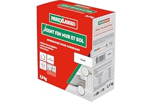 PAREXLANKO - Joint Fin Mur et Sol - Blanc - Joint en Poudre Hydrofugé pour Carrelage (1 à 6 mm) - Intérieur - Adapté aux Pièces Humides - 2,5 kg