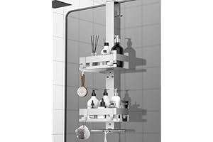 Cooeco Shower Caddy Hanging Double Layer - Rustproof Shower Storage over Glass Door - Shower Shelf Stainless Steel - Shower Organizer Shower Shampoo Holder in the Bathroom over Shower Door