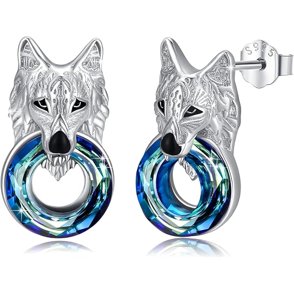 Loup .925 Argent Sterling Boucles D'Oreilles Par Peter Stone Bijoux Force