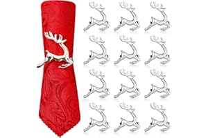 LATERN 12 Stück Weihnachten Rentier Servietten Ringes, 6CM Silber Hirsch Serviettenhalter Rentier Serviettenschnalle für Weihnachten Mittagessen Thanksgiving Party Urlaub Hochzeit Tischdekoration