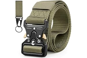 Boneke Cintura Tattica, Cintura lavoro uomo con Fibbia a sgancio rapido in metallo, Cintura Tessuto Nylon in Heavy adatto per sport all'aperto e salvataggio militare, Cinta Nera
