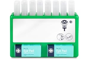 Reliance Medical REL908 Complete Eyecare Pod Station, Ideal for Minor Irritation, Sterile Saline Eye Wash Solution Kit | 20ml Pods. 24.5 cm H x 33 cm W x 2.5 cm D (Green)