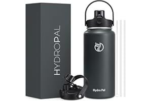 HydroPal Trinkflasche Edelstahl -1900ml mit Strohhalm und Henkel, BPA-Frei, Kohlensäure geeignet,flasche Metall, Aesthetic trinkflasche für Fitnessstudio, Sport, Reisen