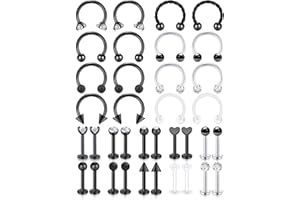 AceFun 16G Tragus Piercing Cartilage Helix Hoop Ring Studs Flat Back Forward Helix Piercing Surgical Steel and Clear Acrylic Lip Rings Lip Bar Piercing for Girls 1.2mm 8mm