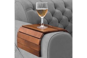 Besto Foldable Sofa Arm Tray | Acacia Wooden Armrest Tray 37.5 x 25cm | Water & Scratch Resistant Armchair Tray | Sofa Armrest Organiser for Drinks, Remote, Snacks, Phone, & Magazine