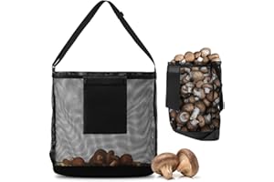 AMFUN Pilz Jagdtasche, Pilz Sammeltasche mit Verstellbarem Schultergurt, Erntesammelbeutel, Faltbares Mesh Erntetasche, Obst Picking Netztasche für Camping Einkaufen Reisen Wandern Sammeln