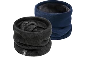 SEFIRST 2 Pezzi Scaldacollo In Pile Invernale, Caldo e Morbido, Termico Sciarpa Lavorata a Maglia Spessa Per Uomo Donna, Moto Sci Ciclismo, Nero Blu