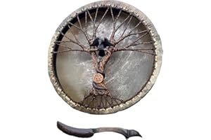 YAJEXUN Baum Des Lebens Sibirische Trommel, Schamanentrommel Bodhran Drum Djembe Vorgestimmte Shaman Drum Sibirische Drum Spirit Music Handmade Shamanic Trommel Mit Trommelschlägel