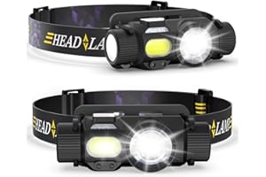 Lsnisni Torcia Frontale LED Ricaricabile 2 Pezzi, Lampada Frontale USB con Sensore Movimento, 2000 Lumens, Magnete e Clip, Potente 5 Modalità, IPX4 Impermeabile per Campeggio, Corsa, Pesca