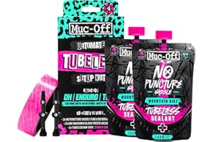 MUC OFF Muc-Off Ultimate Tubeless Setup Kit - Complete Tubeless Conversion Kit with Sealant, Rim Tape, Valves, and Patches - Fits MTB, Road, Gravel & CX Wheels - DH/Trail/Enduro (30mm Tape / 44mm Valves)