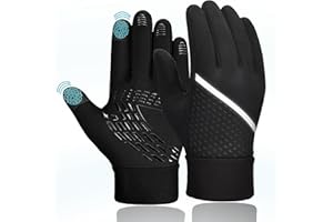 OBOVO Kids Gloves, Winter Gloves, Waterproof Black Gloves are Non-slip, Touch Screen and Velvet to Keep Warm, Toddler Gloves Suitable for Children 4-12 Years Wear Outdoor Running, Cycling, Playing