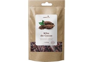 Carefood - Nibs de Cacao Ecológico - Trozos de Cacao Orgánico 100% Bio Sin Azúcares Añadidos y Apto para Veganos - Ideal para Utilizar como Topping - 200 g
