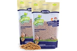 Lyra Pet® 2 x 10 Litre Dried Mealworms, Excellent Protein Source for Birds, Rodents, Fish & Reptiles, Wild Bird Food for Insectivores, Natural Bird Food All Year Round