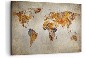 ARTTOR Cuadros Decoracion Salon Mundo Mapa Continentes geografía Lienzos decorativos 120x80cm Cuadro Sobre Lienzo Moderno Dormitorio Cuadros Pared Imágenes Wall Art Prints Decor Grande XXL AA120x80-2783