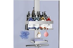 UUlioyer Duschablage zum Hängen mit Seifenhalter, Duschregal aus Edelstahl SUS 304 Ohne Bohrer für Rahmenlos Glastür, Shampoo Duschgel Halterung für Dusche, Silber