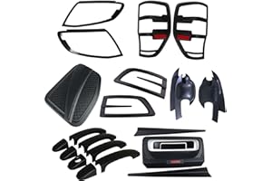 ‎JHCHAN JHCHAN Scheinwerfer und Rücklichtabdeckung für Ford Ranger 2012-2014 Wildtrak XL XLT Limited Tremor Karosserie-Kits Tuning Zubehör ABS Matt Schwarz