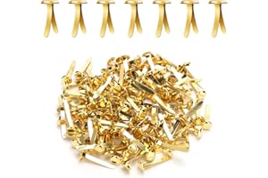 XIHIRCD 150pcs Metal Paper Fasteners, 8x17mm Gold Paper Clips Round Head Mini Brass Brads DIY Split Pins for Crafts Scrapbooks Cards Photo Walls