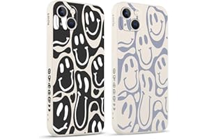 Pnakqil 2 stück Handyhülle für Apple iPhone 13 6.1",Hüllelustiges Funny Smile Grimace Bemaltes Muster süß Ästhetik Mädchen Silikon Schutzhülle Tasche Schön Kameraschutz Case