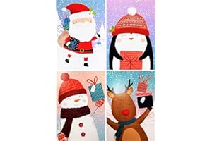 YLAB 32 Mini Christmas Cards for Kids – Fun Festive Designs with Santa, Snowman, Penguin & Reindeer – With White Envelopes – Perfect for School & Classroom Card Exchange
