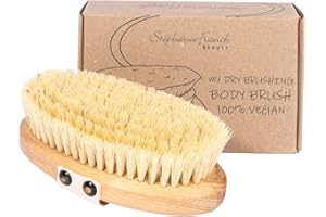 Stephanie Franck Beauty - Brosse à Sec Dynamisante Vegan – Dry Brushing Énergisant, Fibres de Tampico Naturelles & Bois FSC – Exfoliation & Raffermissement – Made in Germany