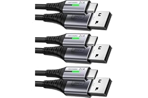 【3 Pack】INIU USB C Cable, 3.1A QC Fast Charging USB Type C Charger, Zinc Alloy (1.6+6.6+6.6ft) Braided Data Cable USB A to C Phone Charger for iPhone 14 13 Samsung S22 S21 Xiaomi Huawei Google
