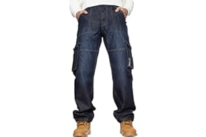 ZE ENZO Enzo Jeans de combat décontracté pour homme Pantalon cargo de travail Pantalon en denim Grande taille
