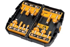 DEWALT - Coffret 12 fraises de défonceuse - set de fraises en acier avec coffret de transport - manche Ø 8mm - DT90016-QZ