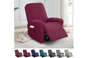 YushengTai Copripoltrona 4 Pezzi per Poltrona Relax - Rivestimento Completo in Velluto per Poltrona Reclinabile e Poltrona TV con Tasche - Adatto per Soggiorno e Sala da Pranzo