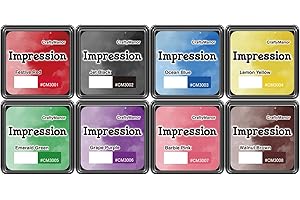 CraftyManor Mini Smudge Ink Pads for Stamps, Water Based Halo Dye Stamp Pad for Scrapbooking, DIY Craft Scrapbook Supplies for Adults (8 Colors)