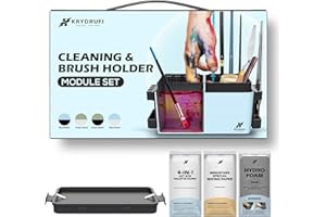 KRYDRUFI Portable All-in-One Modular Painting Station with Paint Brush Cleaner and Holders,Wet Paint Palette Tray with Lid for Miniature Painting and Acrylic Paints（Basic Set）