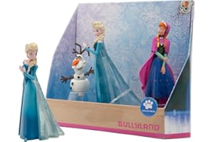 Bullyland 13446 - Set de figurines de jeu Princesse Elsa, Anna et Olaf de Walt Disney La Reine des Glaces, fidèles au détail, convient comme figurine de gâteau, pour enfants à partir de 3 ans