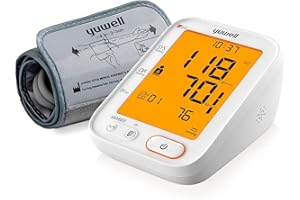 yuwell Blood Pressure Monitor, 360° Extra Large Arm Cuff, Digital BP Machine with Large Backlit Screen, Pulse Rate Monitoring, Dual Users, Voice Broadcast, Power Adapter and Batteries(YE680B)