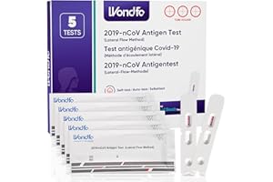 Wondfo Covid Lateral Flow Test Kit 5 Pack for Self Testing Covid Tests Rapid Result in 15 Minutes (New Package)