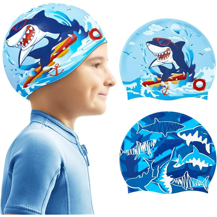 2 Bonnets De Bain Licorne & Sirène En Silicone Pour Enfants - Confortables Et Imperméables 2-12 Ans