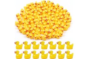 DiULi Mini Enten Harz Gelbe, 120 Stück Mini Resin Ducks Kleine Enten, Figuren Miniatur Mini Figuren Ente für Hausgartendekoration und Osternparty Geschenk, Mini Duck